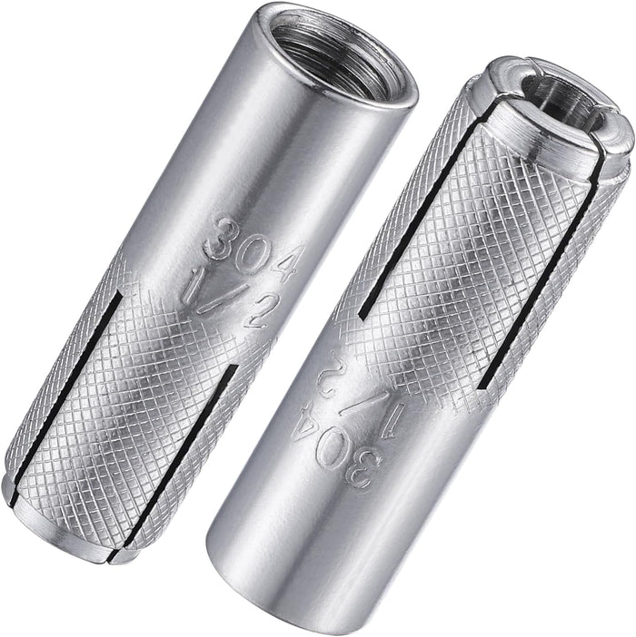 Wensilon 1/2"-13 Premium Stainless Steel Drop in Anchors Assortment, Knurled (20 pcs)