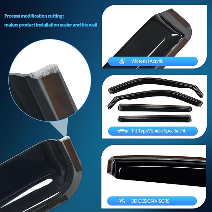 Nilight Vent Window Visors for Jeep Compass 2017 2018 2019 2020 2021 2022 2023 - Image 2