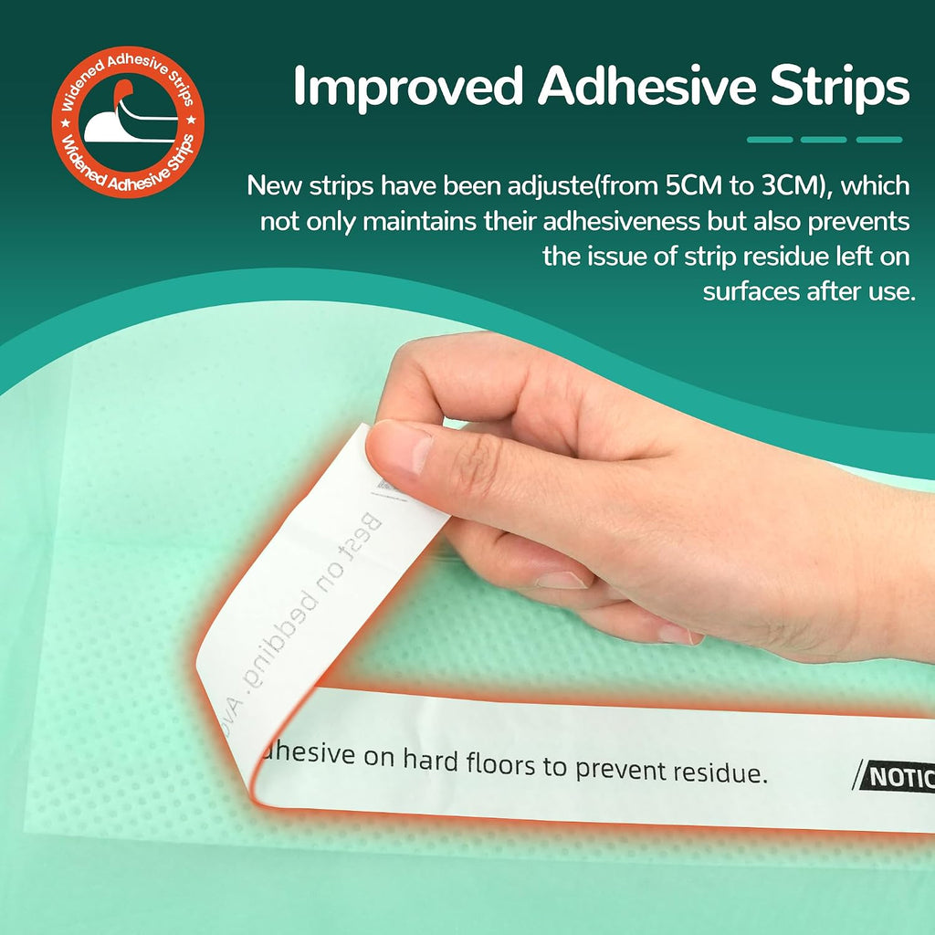 mildplus disposable bed pads with adhesive strip 30", close-up detail