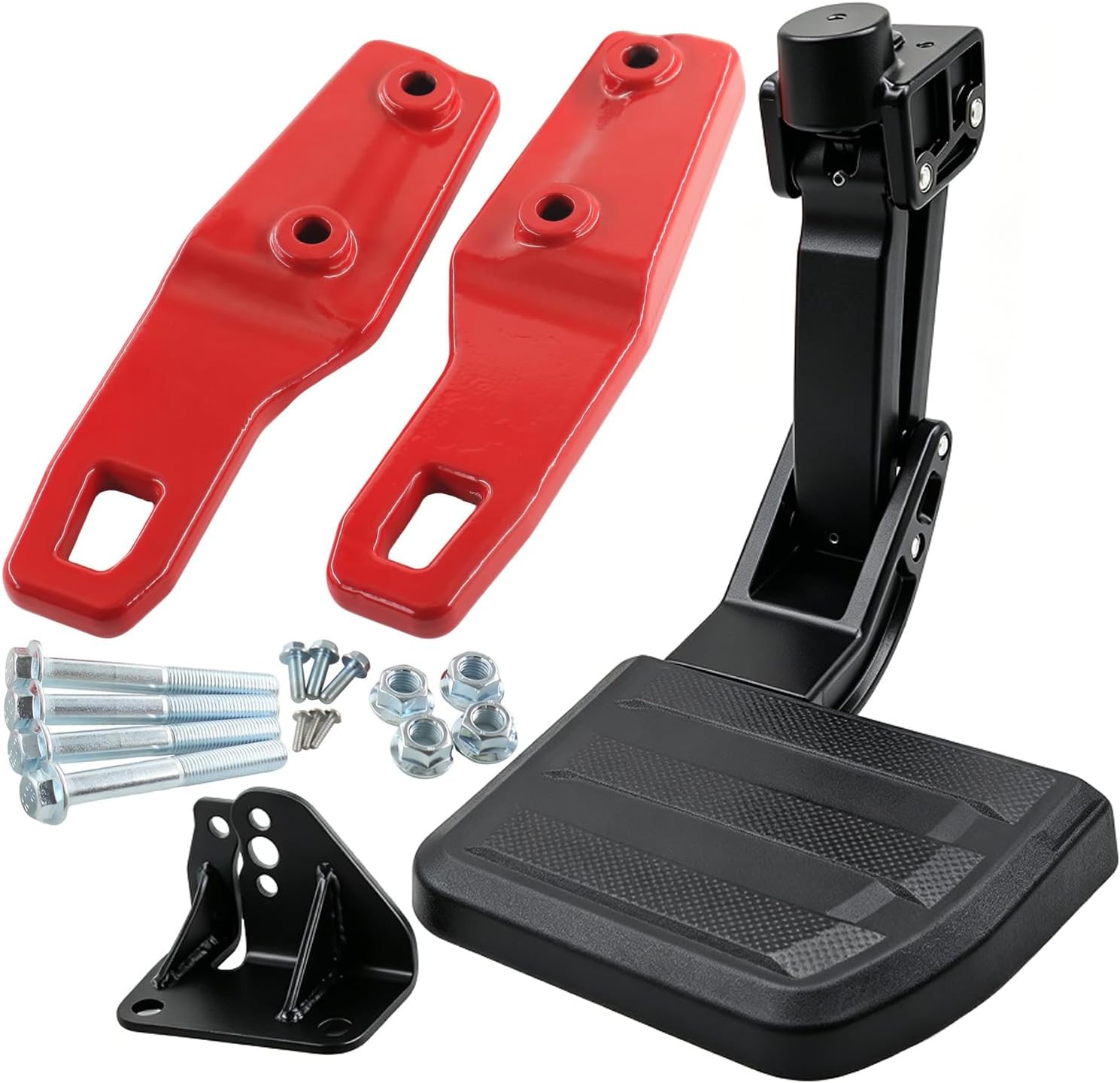 Rear Tow Hooks & Rear Bed Step Combo Kit Compatible with 2024 2025 2026 Toyota Tacoma, No More Choosing — Install Both Simultaneously, Forged Steel Hooks & Aluminum Folding Truck Step