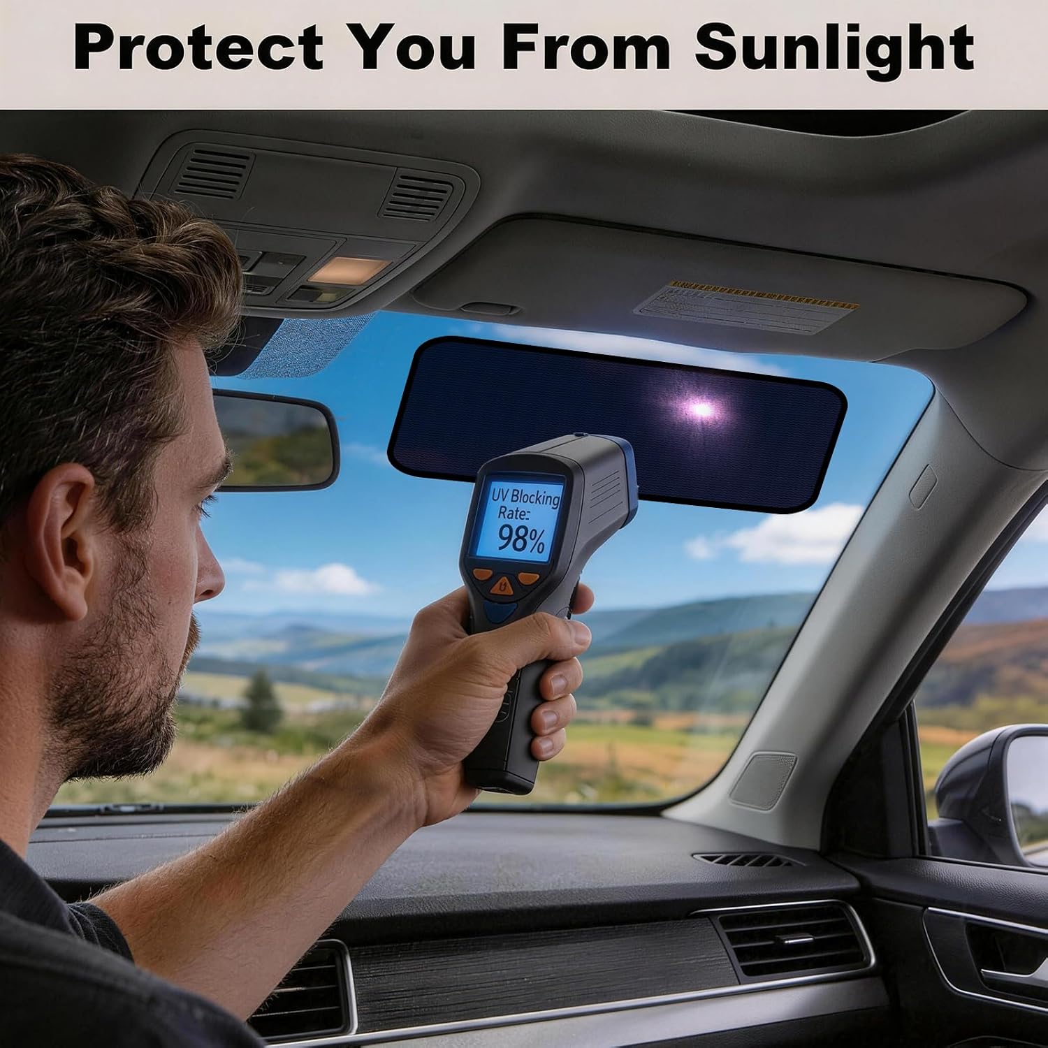 Static Cling Car Window Shade 15.7 × 7 in, 2PCS Sun Glare Blocker | Glare Reduction, Clear Visibility, Stays Firmly in Place, Adjustable Placement, Ideal for Daily Driving