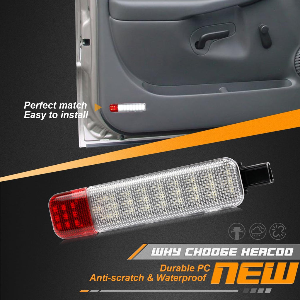 HERCOO Interior Door Light LED Door Panel Courtesy Lights Lamp Assembly Compatible with Chevy Silverado GMC Sierra 1500 2500 3500 HD Tahoe Suburban Yukon Cadillac Escalade Hummer H2, White Red