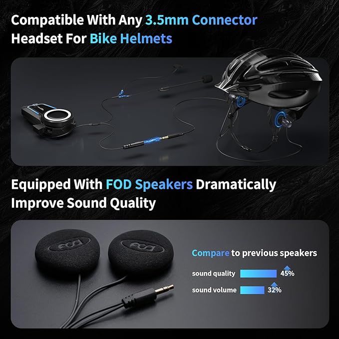 Fodsports FX7 10 Riders Mesh Motorcycle Bluetooth Headset, Dual Chips V5.4 - Image 4