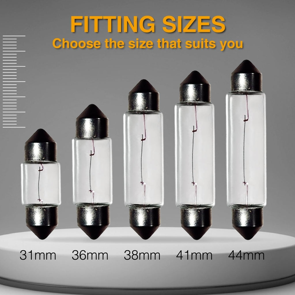 24V 10W 10 Pack Sv8.5-8 T3.25 Halogen Festoon Bulb Fits 44mm Base Sizes Direct Replacement for Car Dome Light,Trunk,Interior Bulb