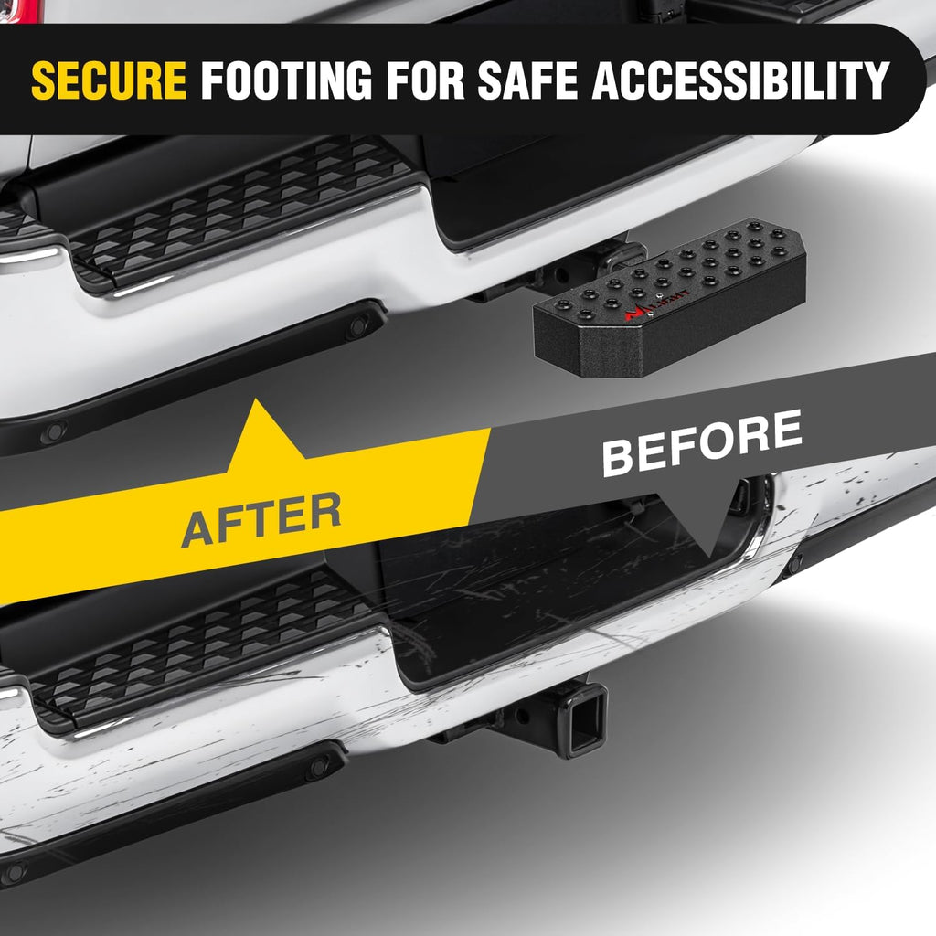 Nilight Hitch Step with 2" Hitch Receiver Rear Bumper Guard Protector 11.9 Inch with 5/8” Hitch Pin Clip Upgraded Textured Black Anti Slip Hitch Step Bar for Pickup Truck Car SUV