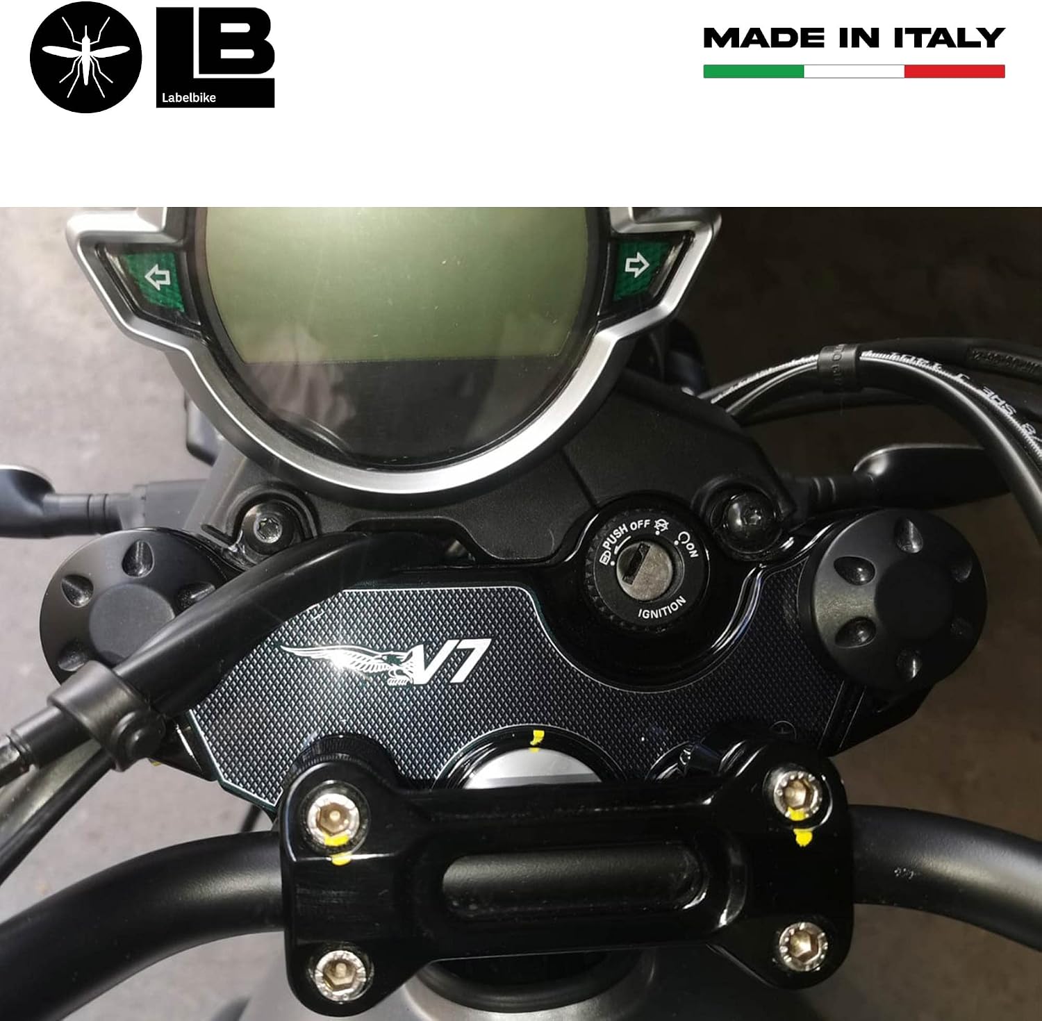 labelbike - 3D Sticker Motorcycle Steering Fork Plate Protection and Decoration in Resin Compatible with Moto Guzzi V7 Stone and Special