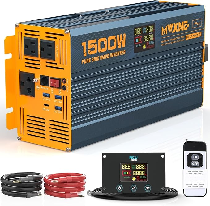 1500W/3000W Power Inverter Pure Sine Wave DC 12V to 110V 120V AC Converter 3 AC by MWXNE
