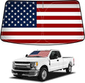Bestview American Flag Windshield Sunshade for 2017-2025 Ford F250 F350 F450 F550,Custom Fit Foldable Front Window Sunshade Sun Visor Accessories Protector Block UV Rays Heat, Keep Your Car Cooler