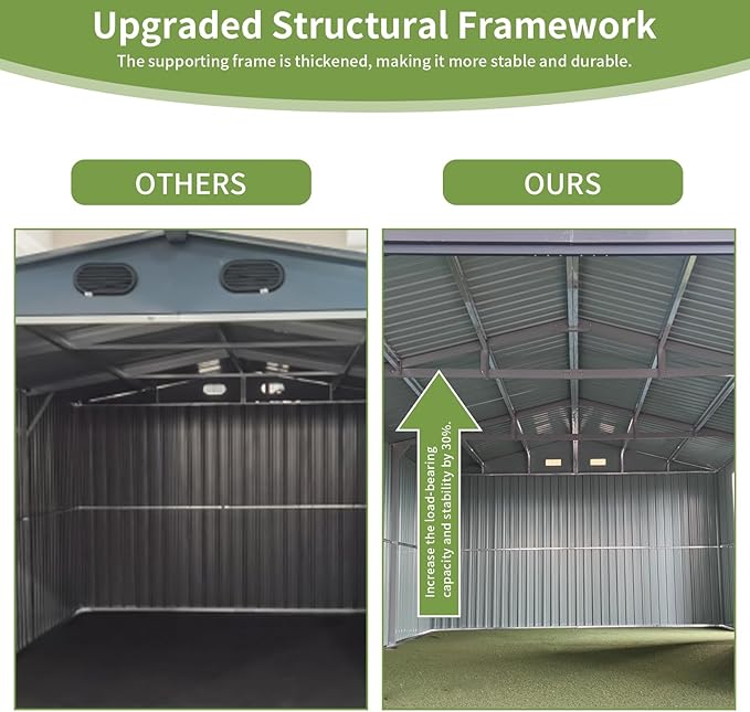 KUIKUI Shed 20x13 FT, Metal Shed Without Floor, Outdoor Storage Shed - Image 7