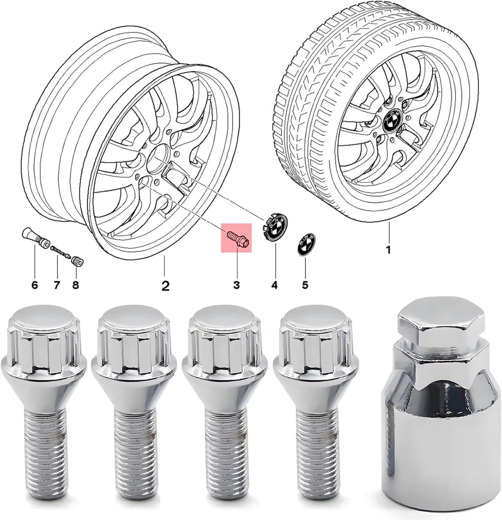 Wheel Bolts Kit for BMW for X5 F15 F85 2013-2018 for E70 2007-2013 for E53 2000-2006 Car Lug Bolt Wheel Set