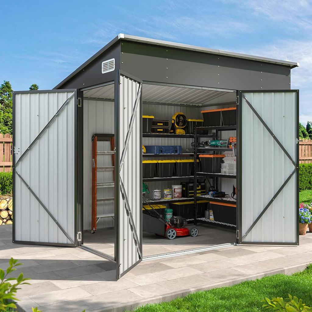 aoxun 7.5'x4' triple door shed outdoor storage shed, main product view