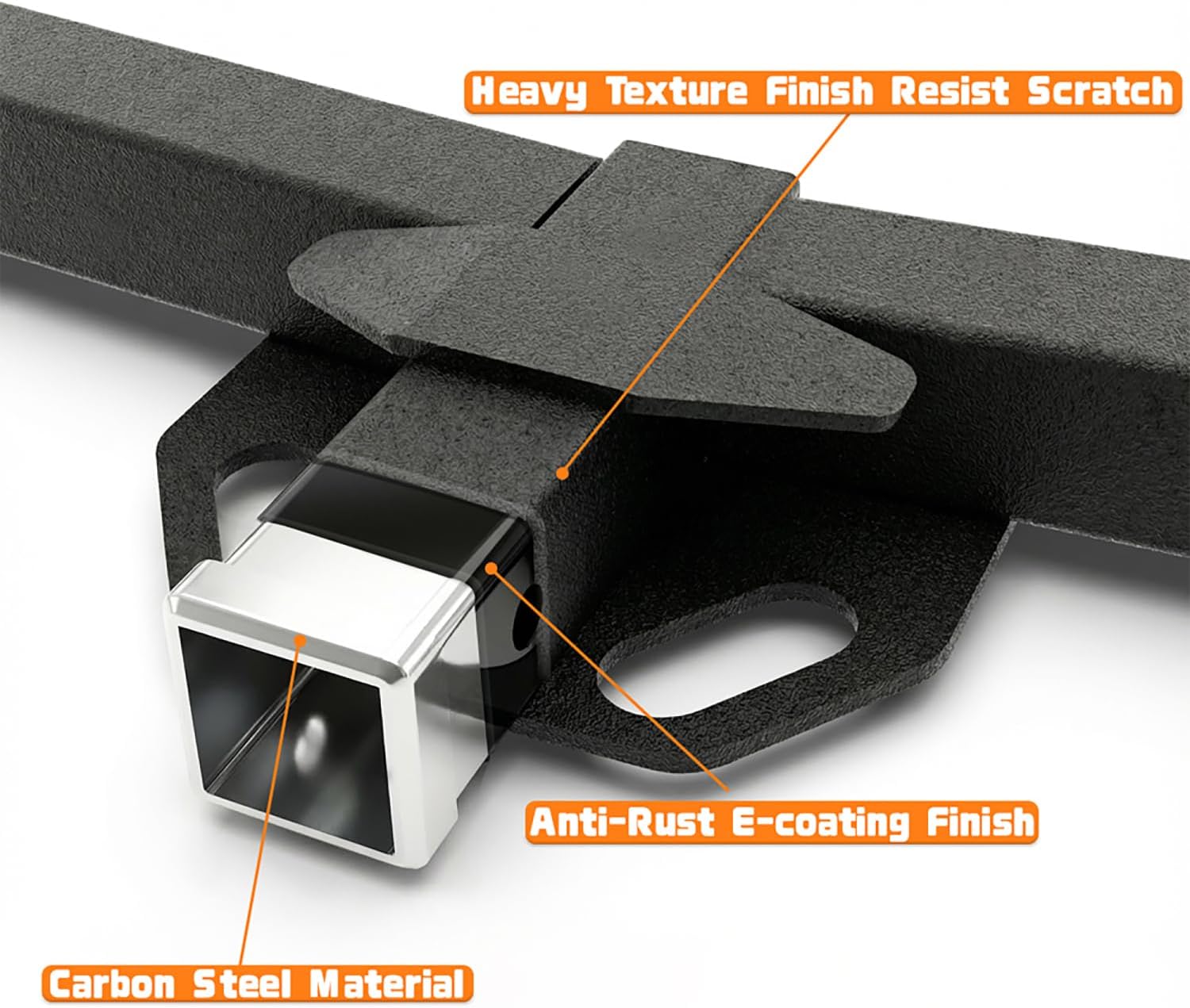 Class 3 Black 2 Inch Receiver Tube Rear Bumper Trailer Tow Hitch