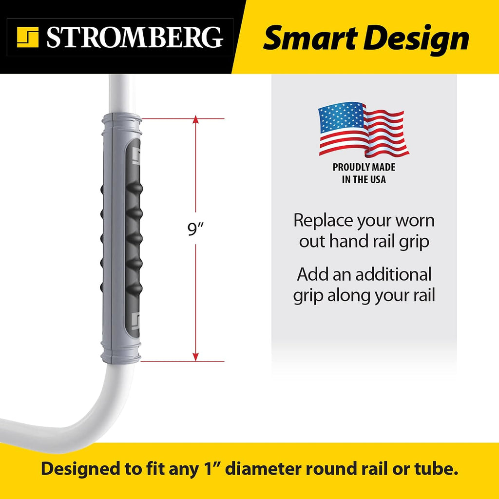 Stromberg Carlson Lend-A-Hand AM-01 Dura Grip RV Handle Replacement – Rubber Rail Cover for 1" Diameter Step Handles, Easy to Install Grab Bar Wrap for Entry Assistance – 9"L, Gray & Black