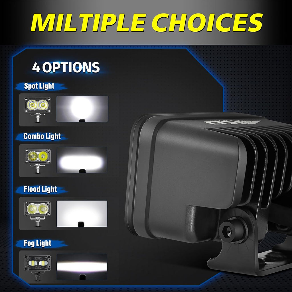 led pods 3 inch 40w cree led off, front angle view