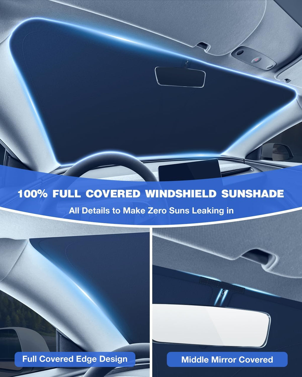 Custom Fit Windshield Sun Shade for Chevrolet Silverado & GMC Sierra 1500/2500/3500 (2019–2026), Edge-to-Edge No-Gap Fit, Blocks Heat & UV, Step Into a Cooler Truck