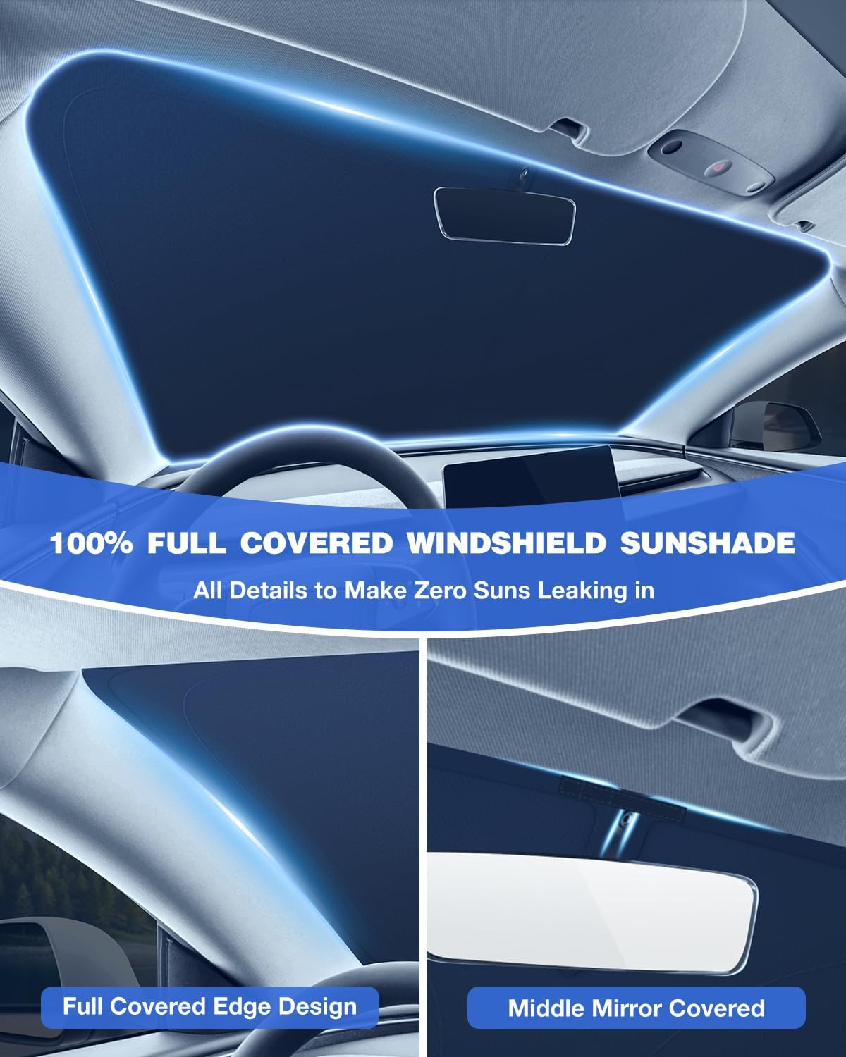 Custom Fit Windshield Sun Shade for Chevrolet Silverado & GMC Sierra 1500/2500/3500 (2019–2026), Edge-to-Edge No-Gap Fit, Blocks Heat & UV, Step Into a Cooler Truck
