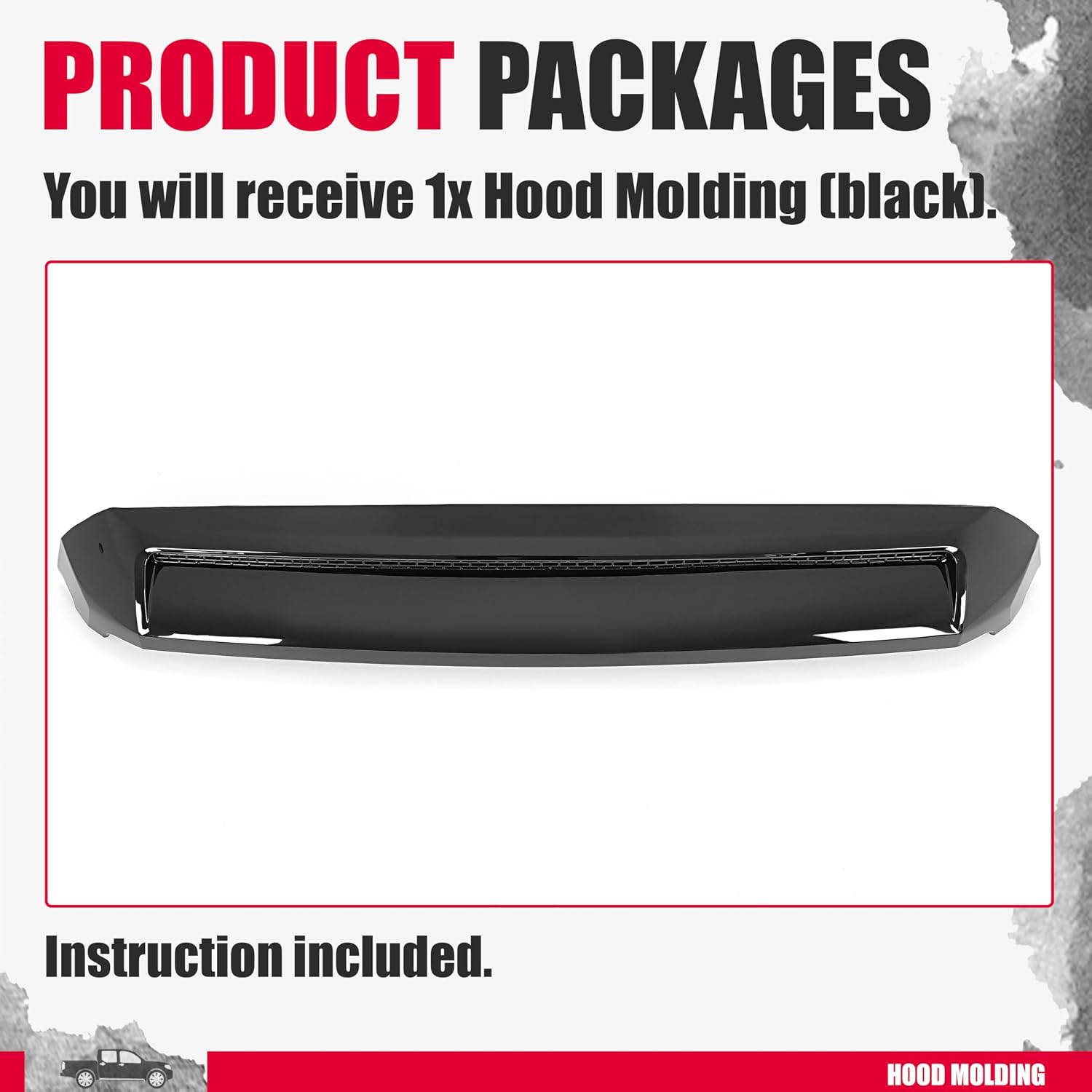 Kojem Hood Scoop Bulge Molding Compatible with 2014-2021 Toyota Tundra Platinum Style Color Code 202 Black Front Upper Grille