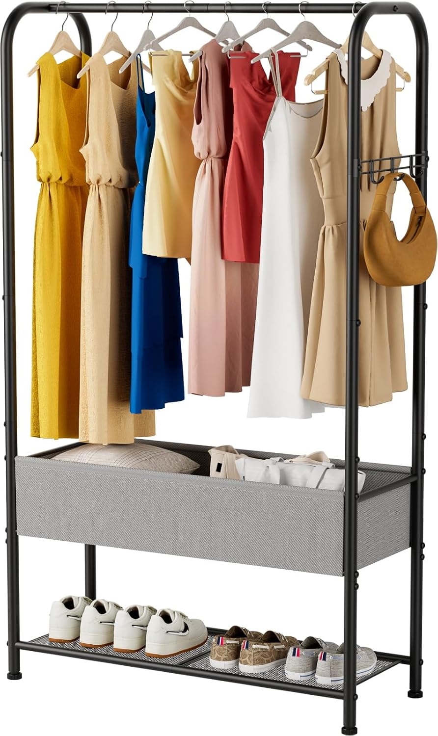 singaye wardrobe standing closet clothing rack with shelf, main product view