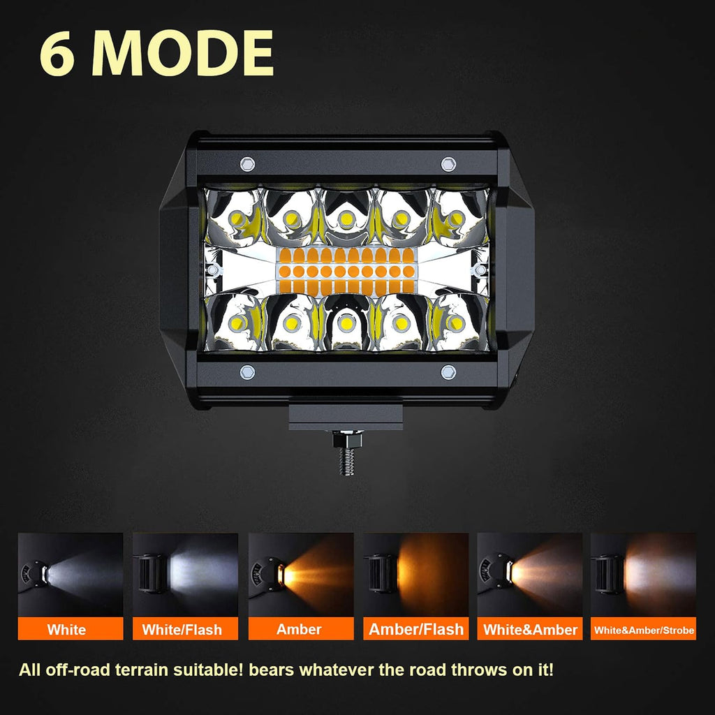 led light bar 3-row 50inch curved+ 2x4'' amber/white, side view