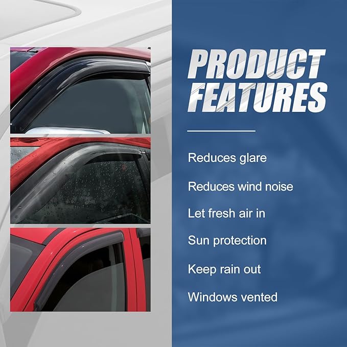 Auto Dynasty Set of 4 Carbon Fiber Pattern Window Visors Compatible - Image 4