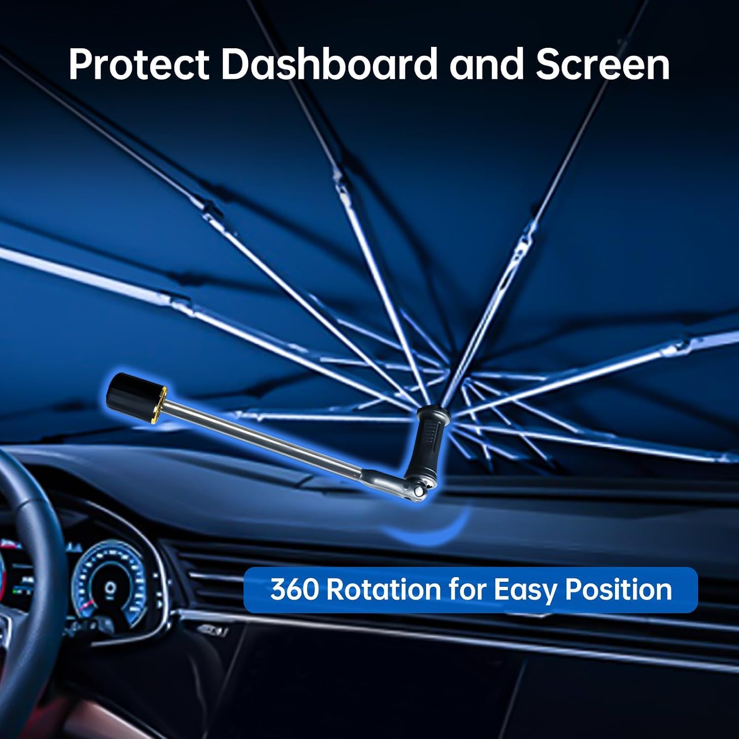 Windshield Sun Shade Umbrella for Hyundai Santa fe 2019-2025, Foldable Car Sunshade for Front Window, Highly Reflective Auto Sun Shield Visor for UV Protection, Keep Car Cool Accessories