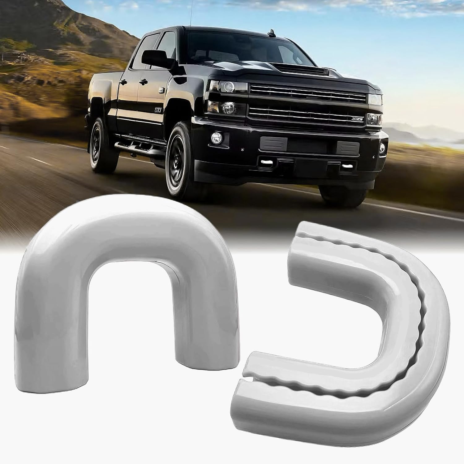 Front Tow Hook Cover for 2020-2026 Chevy Silverado 2500 HD 3500 HD, Silverado 2500HD Accessories, Tow Hook Covers, Chevy 2500HD Accessories, Heavy Duty Parts, Silicone, White (2 Pack)