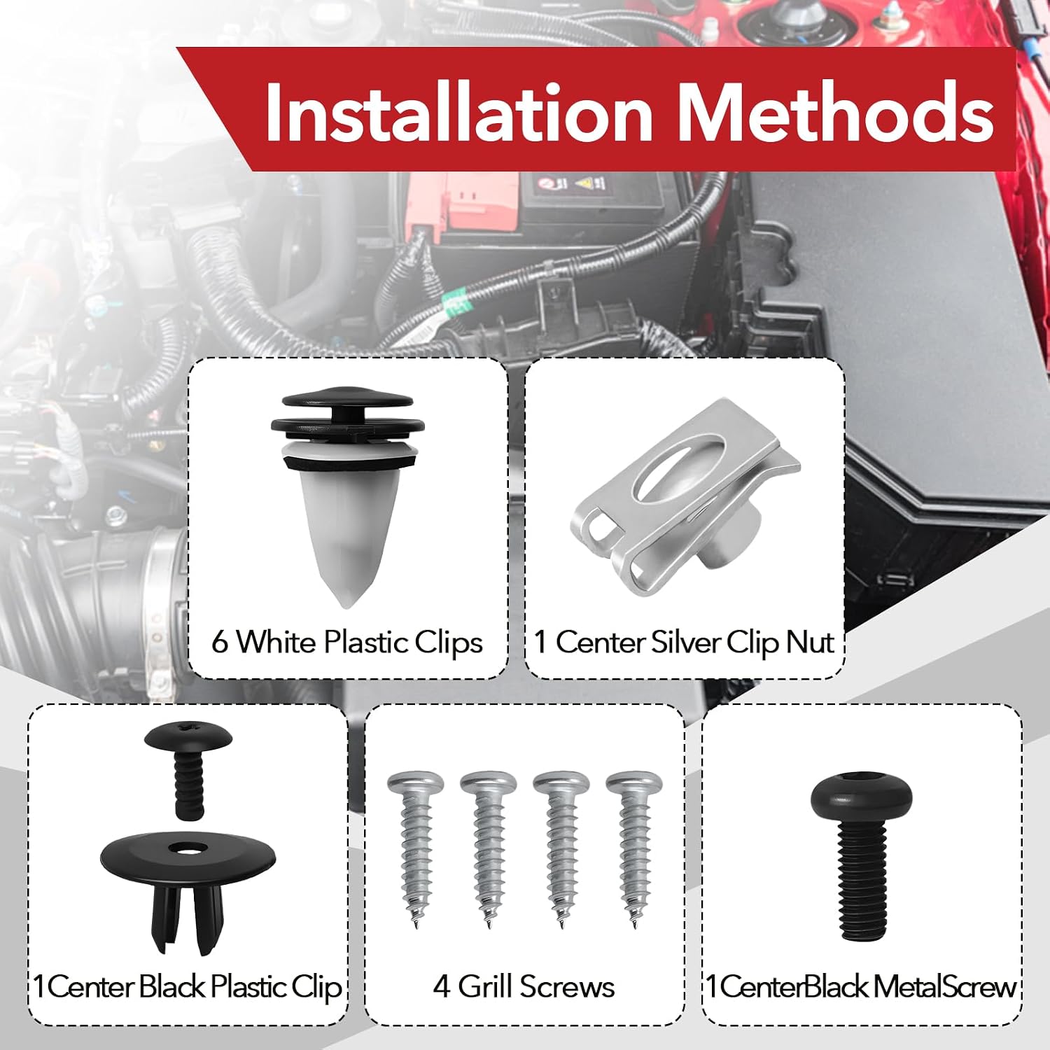 51132757697 Hood Scoop Mounting Kit Compatible with MINI Cooper R56 S (2007-2013), R55 Clubman S (2008-2015), R57 R58 R59 S Models