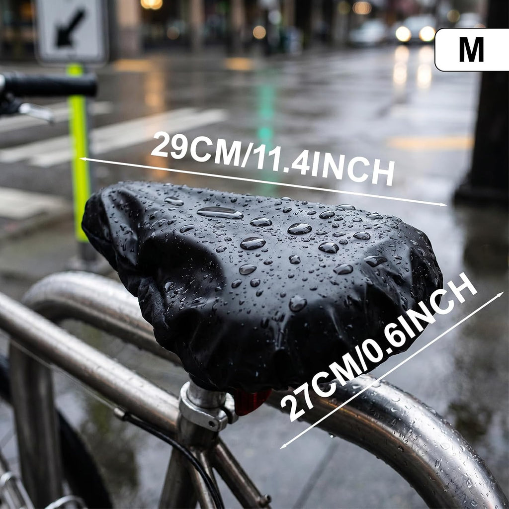 Black Waterproof Bike Seat Cover Rain Dust Proof Saddle Protector for Cycling Outdoor Mountain Road Bicycle (Black,Medium)