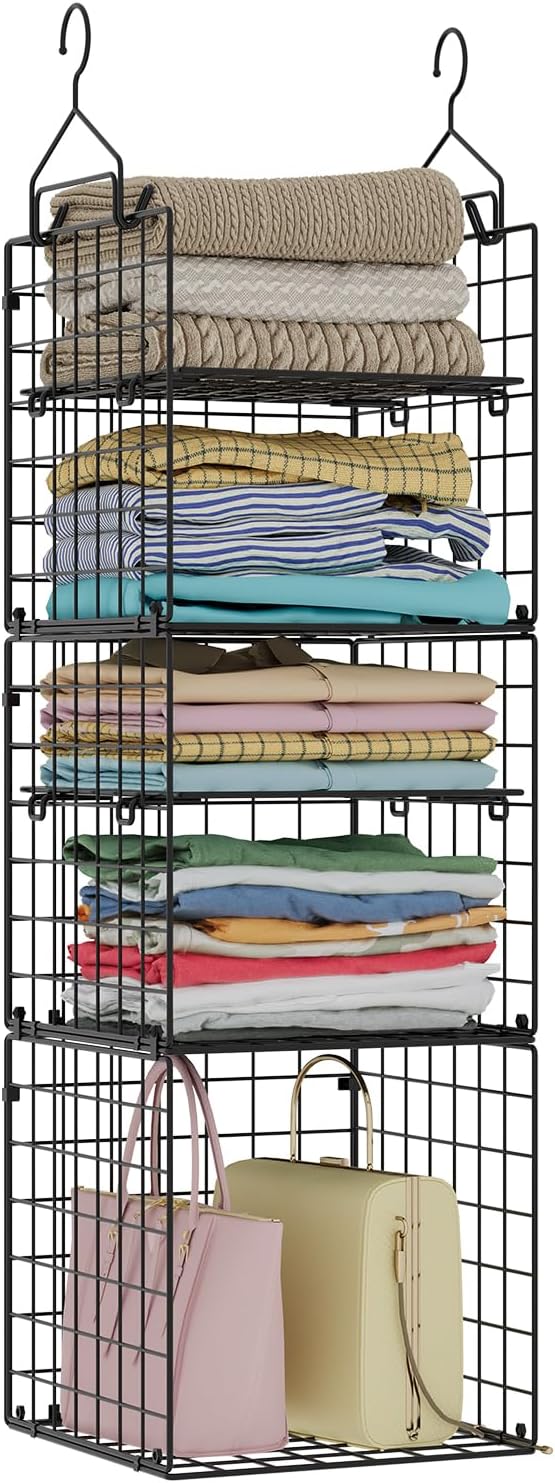 x-cosrack hanging closet organizer and storage - 5-tier shown in use