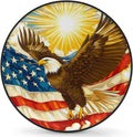 Rv Spare Tire Cover Wheel American Flag Eagle Sun Tire Covers Wheel Protectors Universal Fit for Camper RV SUV Truck Travel Trailer Accessories Waterproof Cover 17 inch for Diameter 31-33in