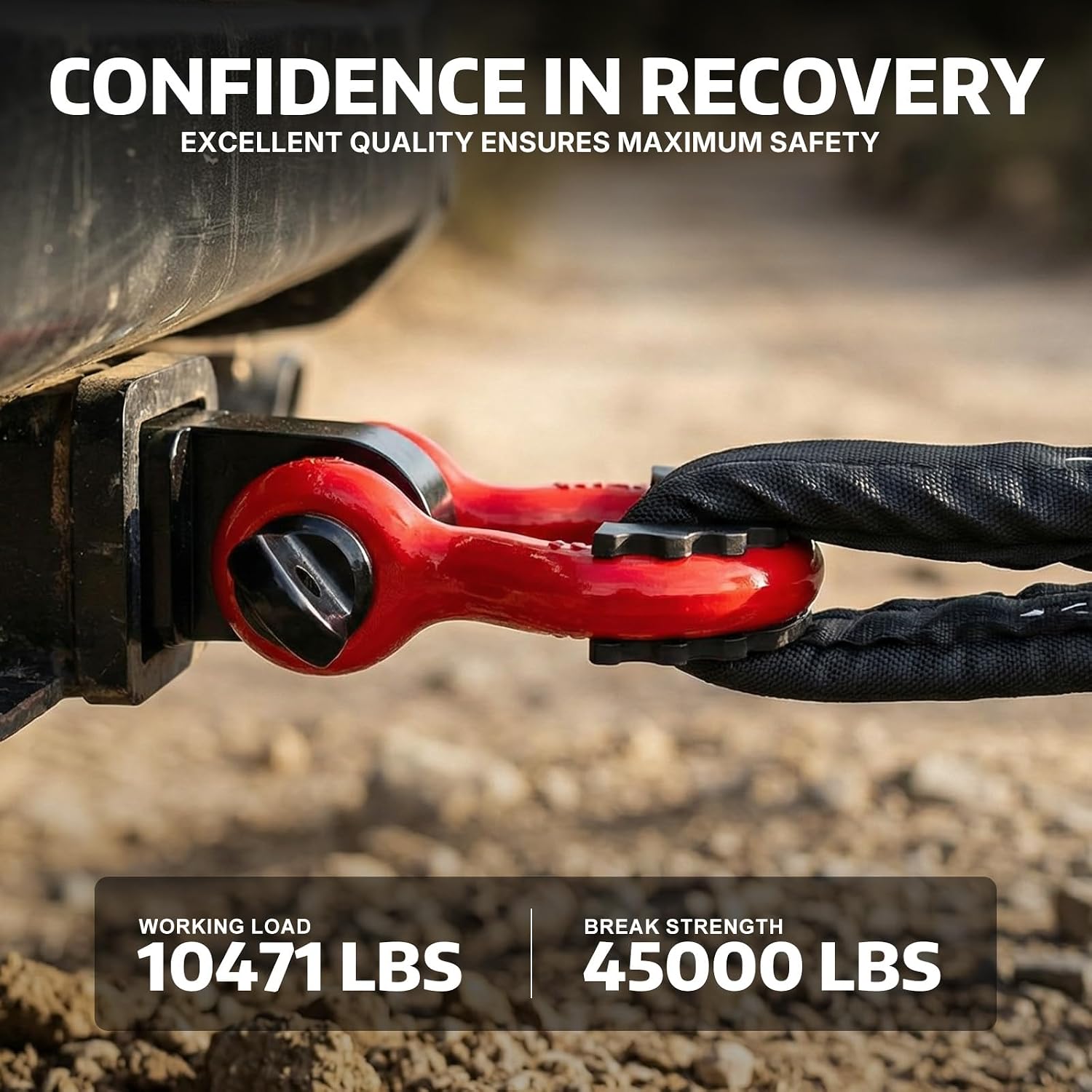AUTOBOTS D Ring Shackles 3/4" Heavy Duty Red | 45,000lb Break Strength, Clevis Shackle with 7/8 Pin and Isolator Washers, for Tow Strap Jeep Vehicle Off Road Recovery