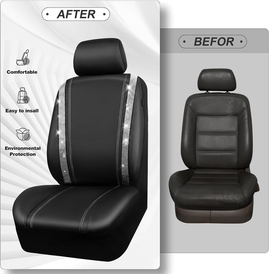 car pass leather bling diamond car seat cover showing dimensions
