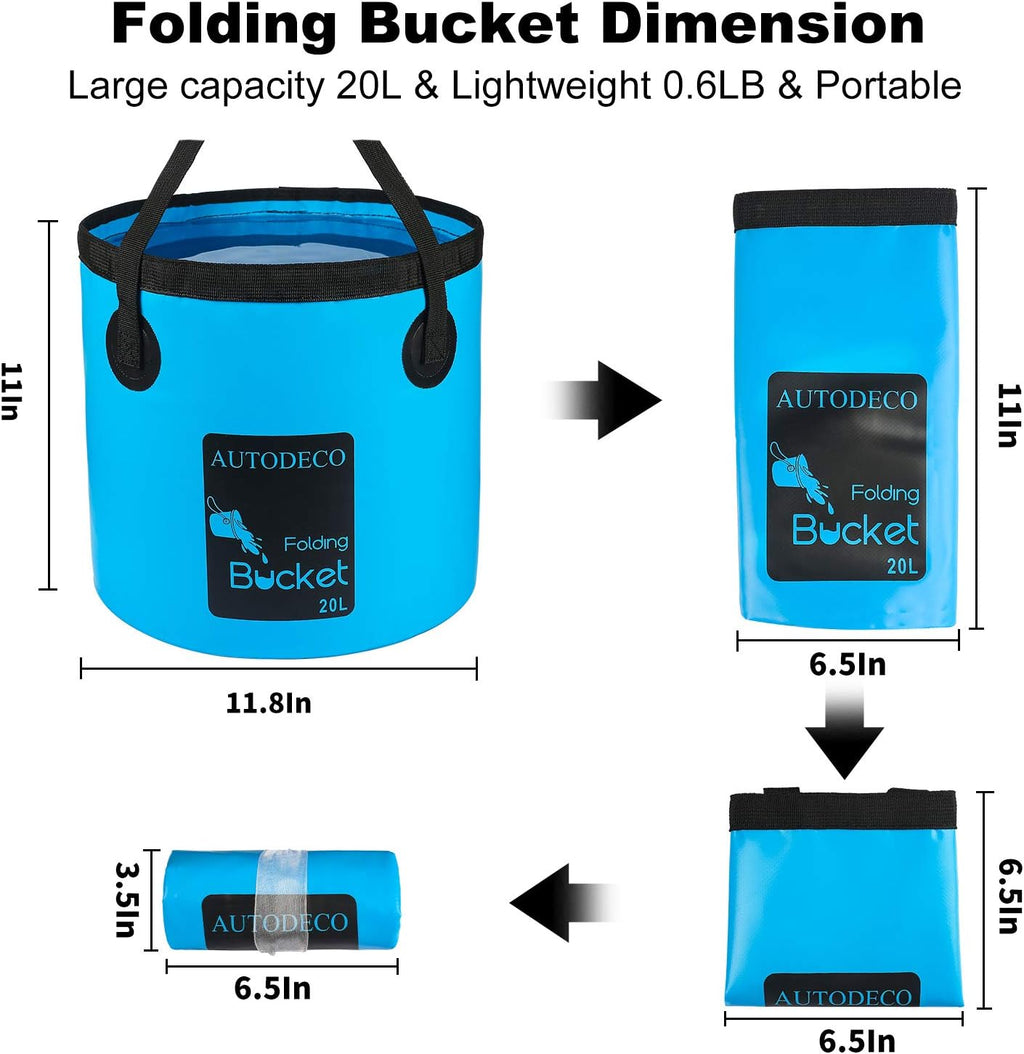 2 Pack Collapsible Bucket 5 Gallon Container Folding Water Bucket Portable Wash Basin for Outdoor Travelling Camping Fishing Gardening Car Washing 20L