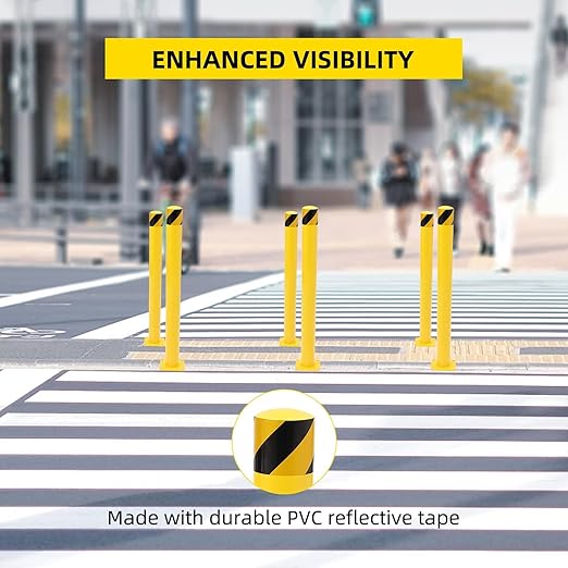 Safety Bollard 4 Packs, 42 Inch Height Steel Post, 4.5 Inch Diameter Parking - Image 3