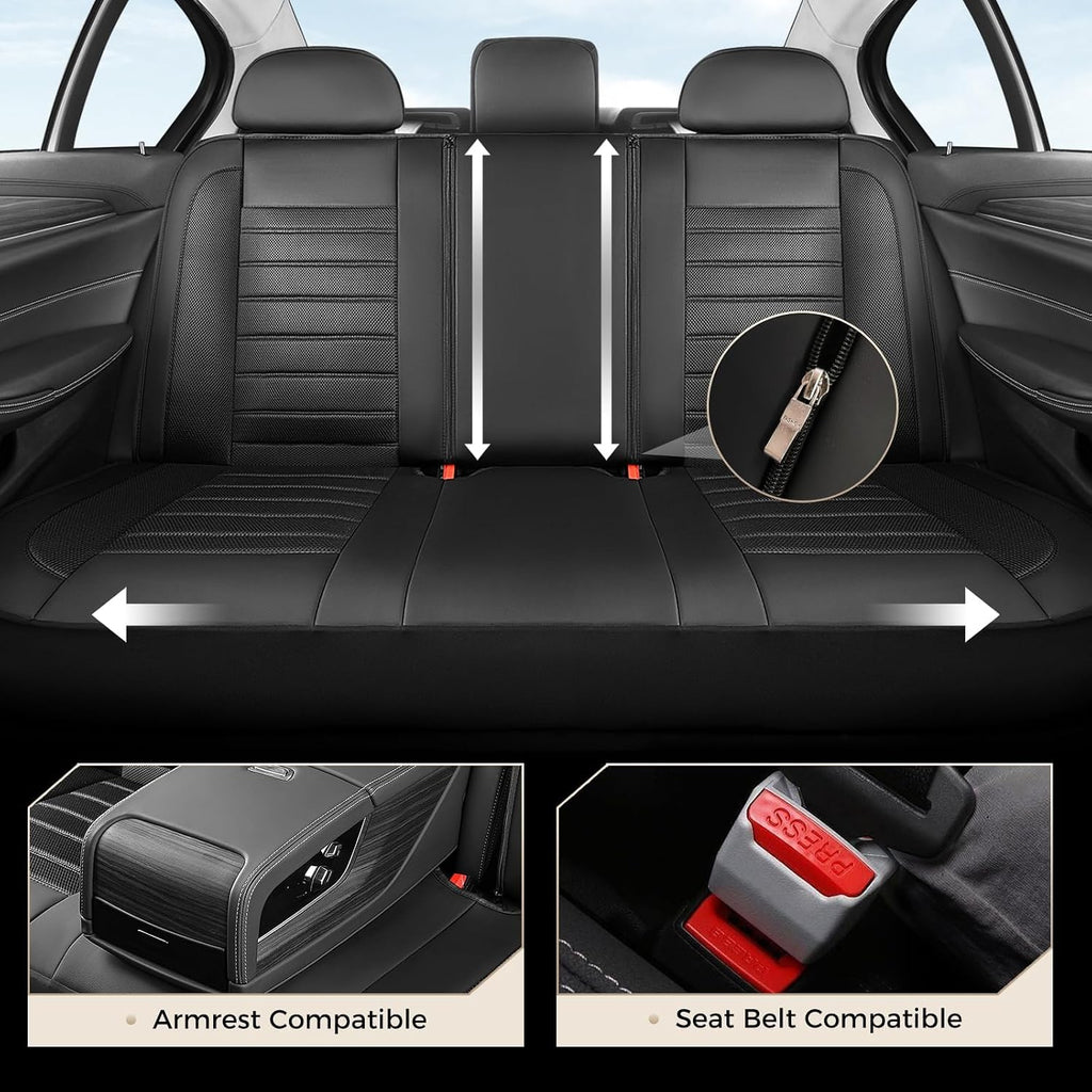 car seat covers full set, memory foam leather, close-up detail
