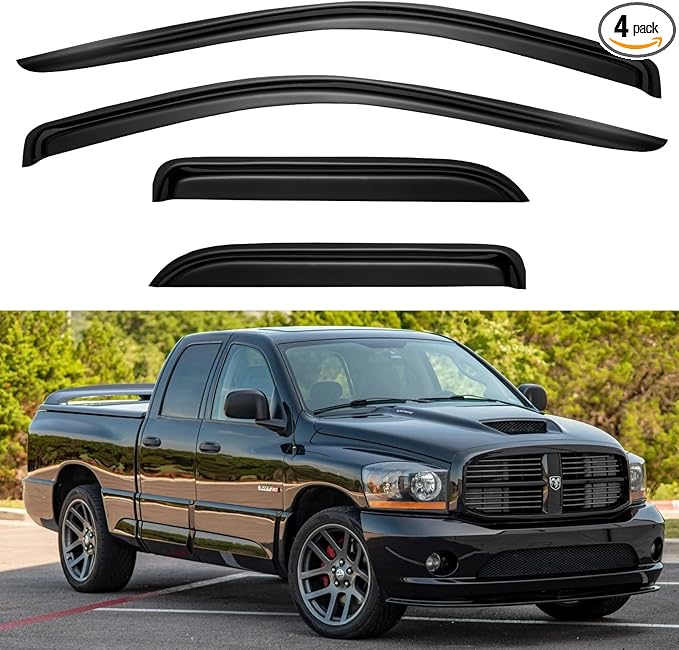 Window Visors Rain Guards for 2002-2008 Dodge Ram 1500 Quad Cab/Extended Cab by YQAUTEC