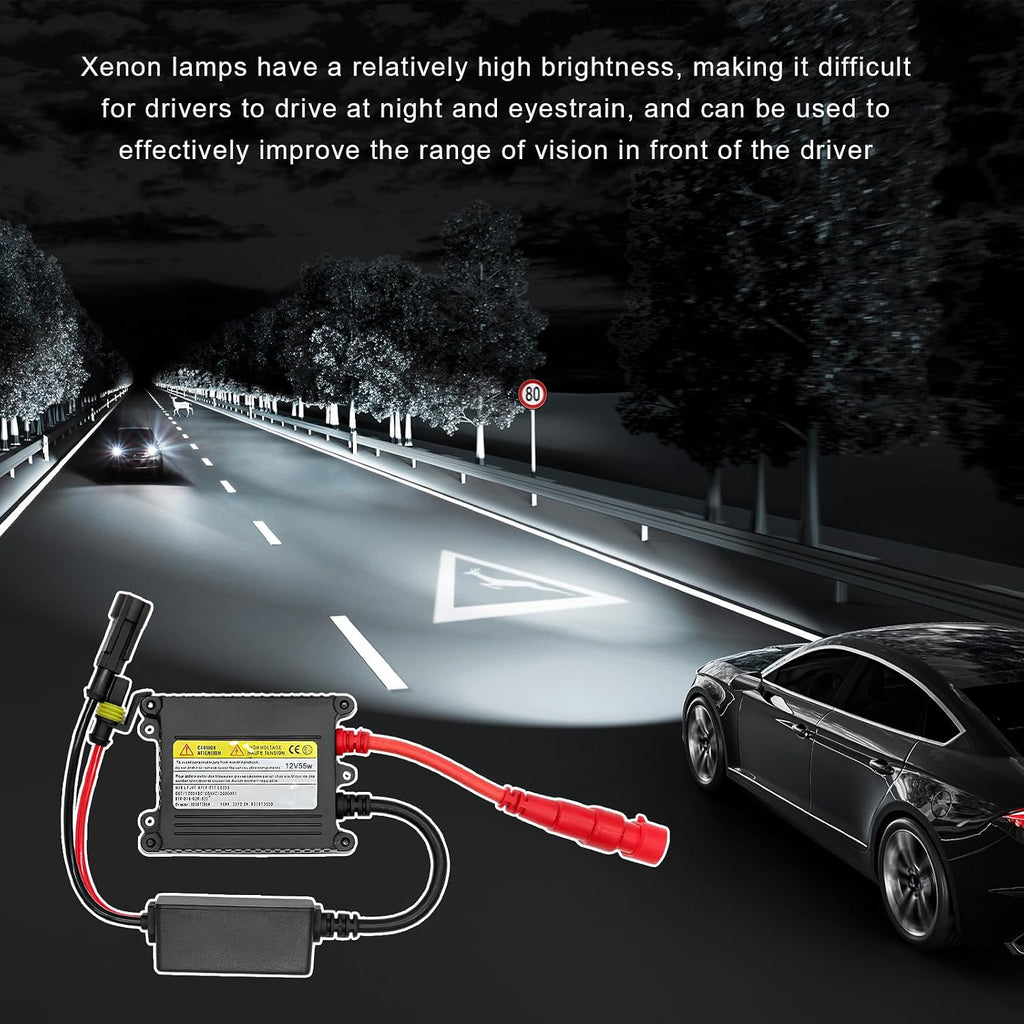 2 PCS DC 12V 55W Ultrathin HID Ballast, Ultra Slim Xenon Headlight Stabilizer HID Ballast Replacement, Xenon Lamp Ballasts for H1 H3 H4 H7 H11 H13 9005 9006 9007 5202 880 (55W)