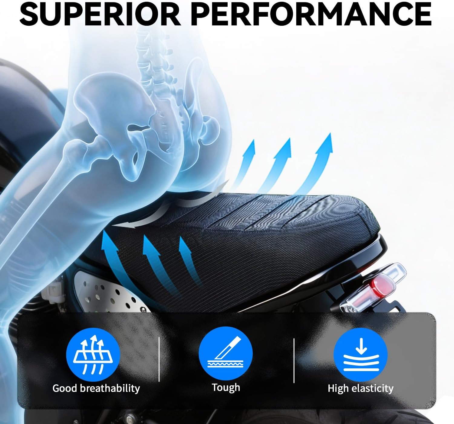 CHANGCHENG Ribbed Gripper Seat Cover for Ridstar Q20 YVY K20/Q20 E-Bike,Dirt Bike Style Non-Slip Waterproof PVC Leather Saddle Sleeve,Custom Fit Ebike Accessories for Q20 Pro/Plus YVY K20/Q20 -Black