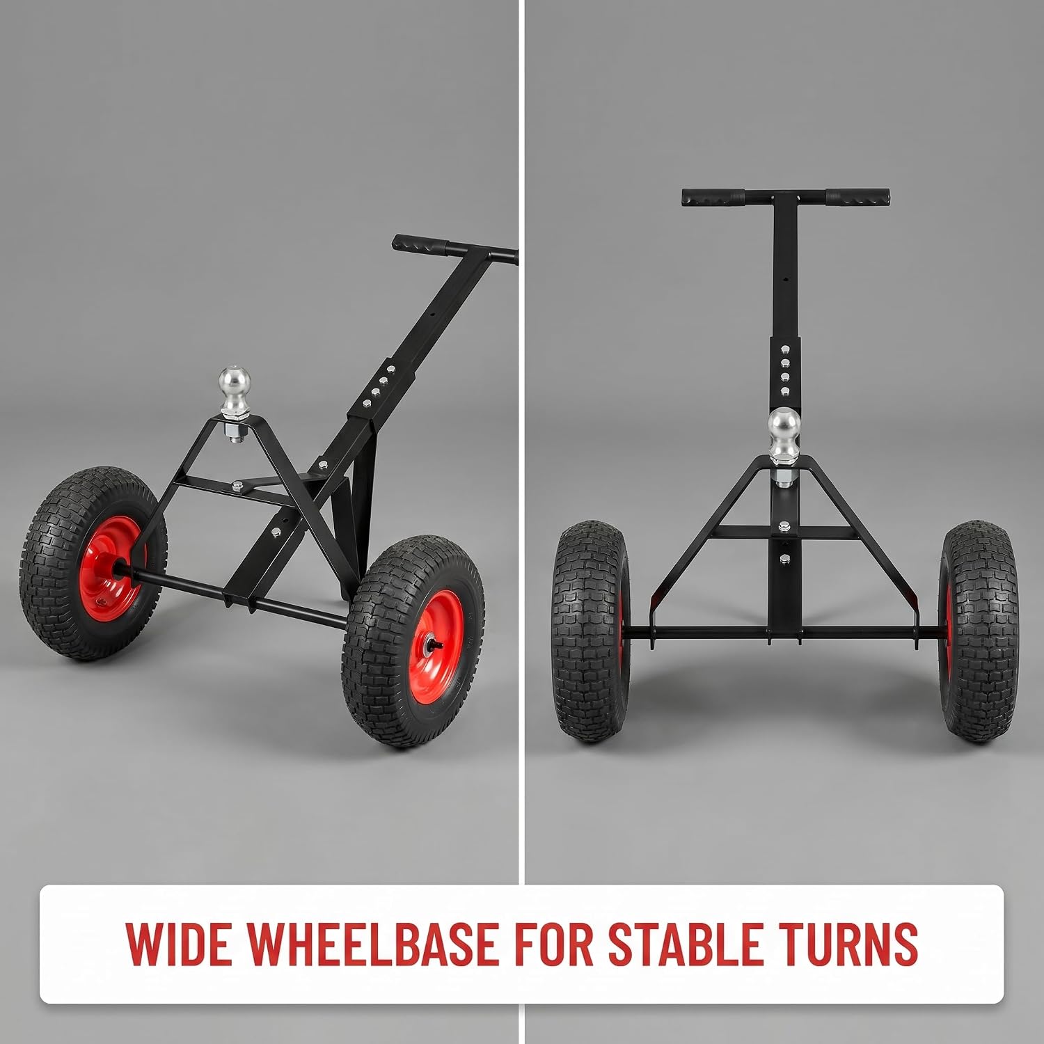 Steel Trailer Dolly 2in Ball 600lb Capacity for Car RV Boat Camping with 13in Pneumatic Tires