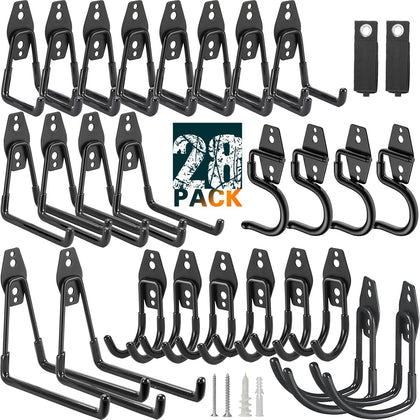 28 Pack Heavy Duty Garage Hooks, Utility Wall Mounted Storage System,