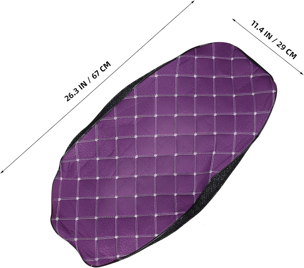 Luxshiny Motorcycle Seat Protector Cover Breathable Anti-Slip Cushion Large Purple Fabric Grid Seat Cover for Electric Scooter Moped Outdoor Use Seasons