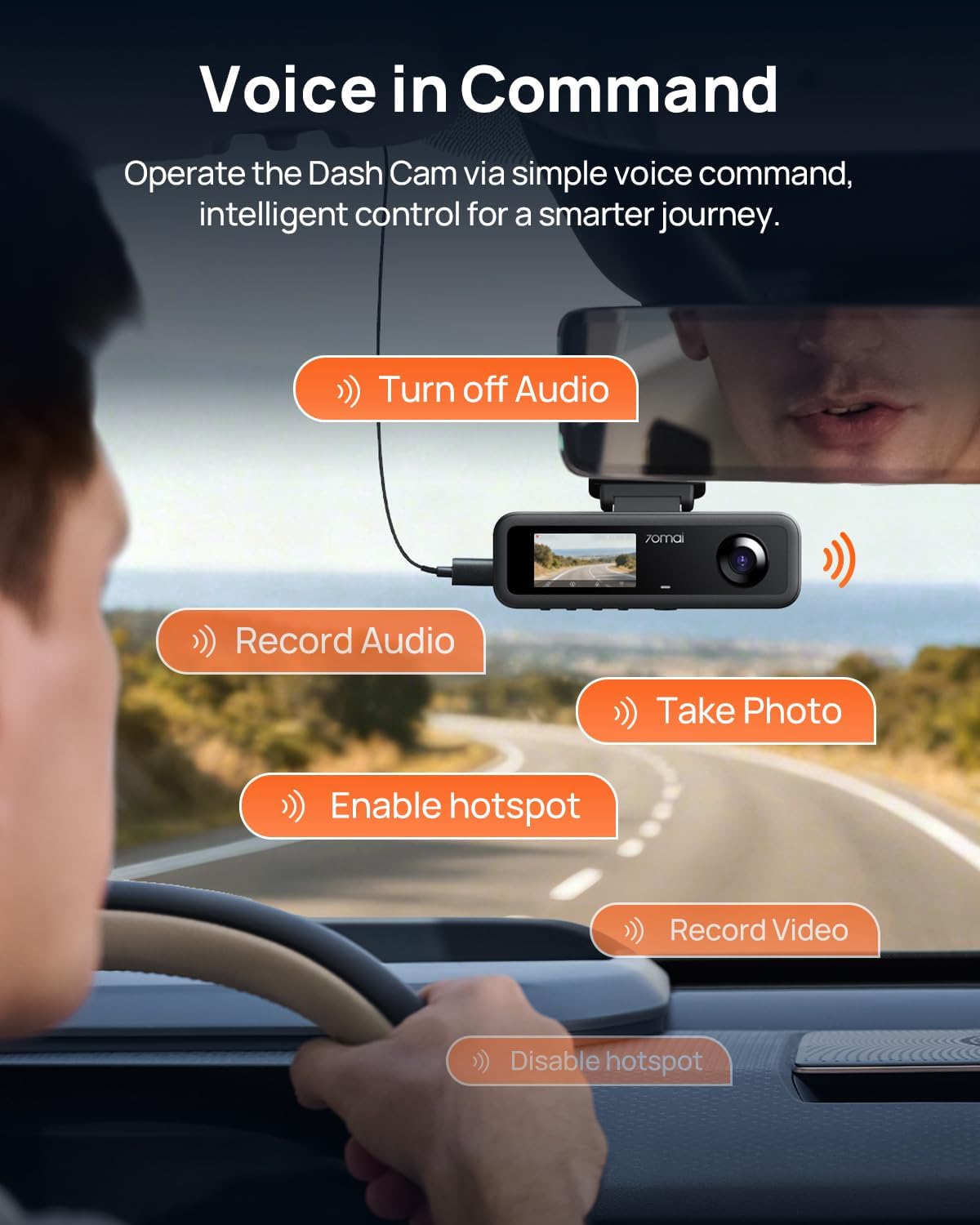 70mai 4k dash cam front and interior, 4k, front angle view