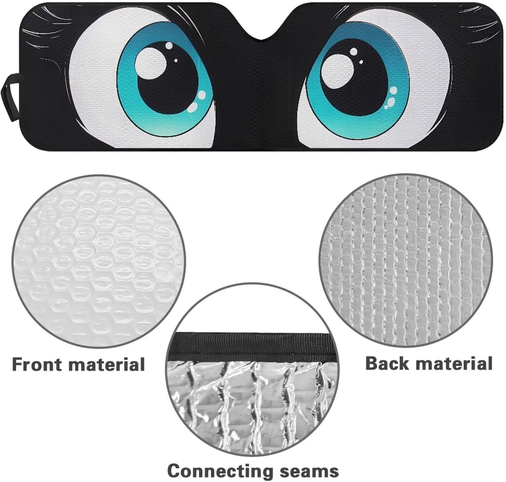 Tuoxiukan Funny Car Windshield Sun Shade Eyes for 1997-2017 Jeep Wrangler Rubicon Sahara TJ JK JKU 2/4 Doors Foldable Car Windshield Visor Sun Shade Universal Auto Interior Accessories