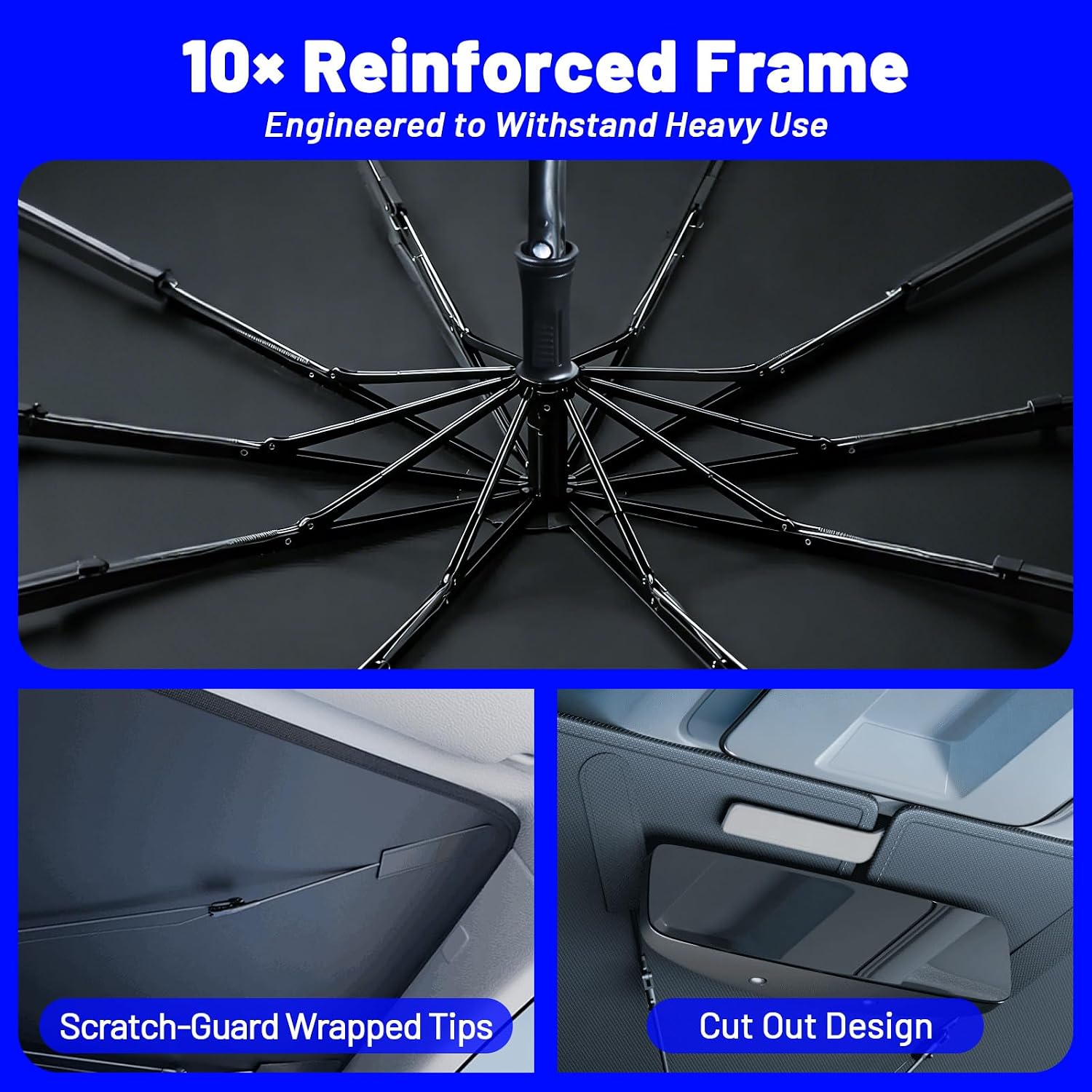 Windshield Sun Shade Umbrella for Jeep Compass 2017-2025, Foldable Car Sunshade for Front Windows with 360° Rotating Shaft, Custom fit Compass Sun Visor Shield for UV Blocking and Heat Insulation