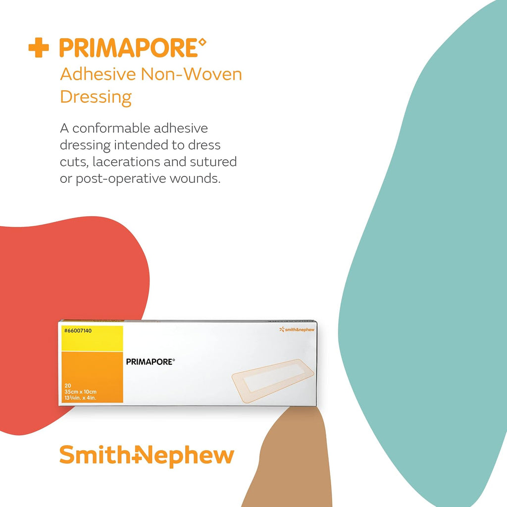 smith+nephew primapore adhesive 35x10cm ctn 20 shown in use
