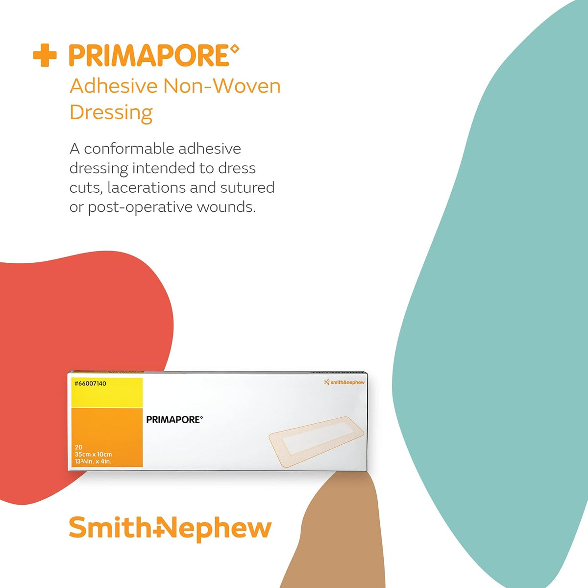 smith+nephew primapore adhesive 35x10cm ctn 20 shown in use