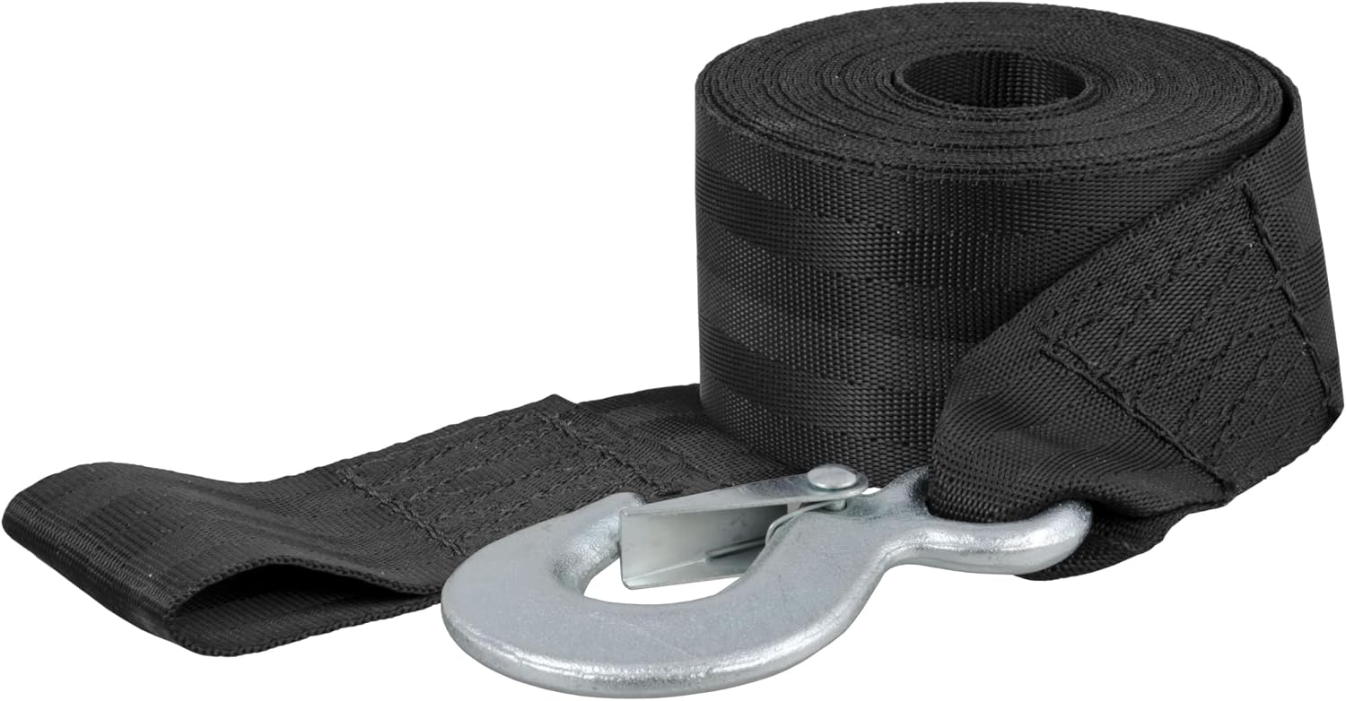 CURT 29452 2-3/8-Inch x 23-Foot Polyester Winch Strap with Hook, 4,800 lbs