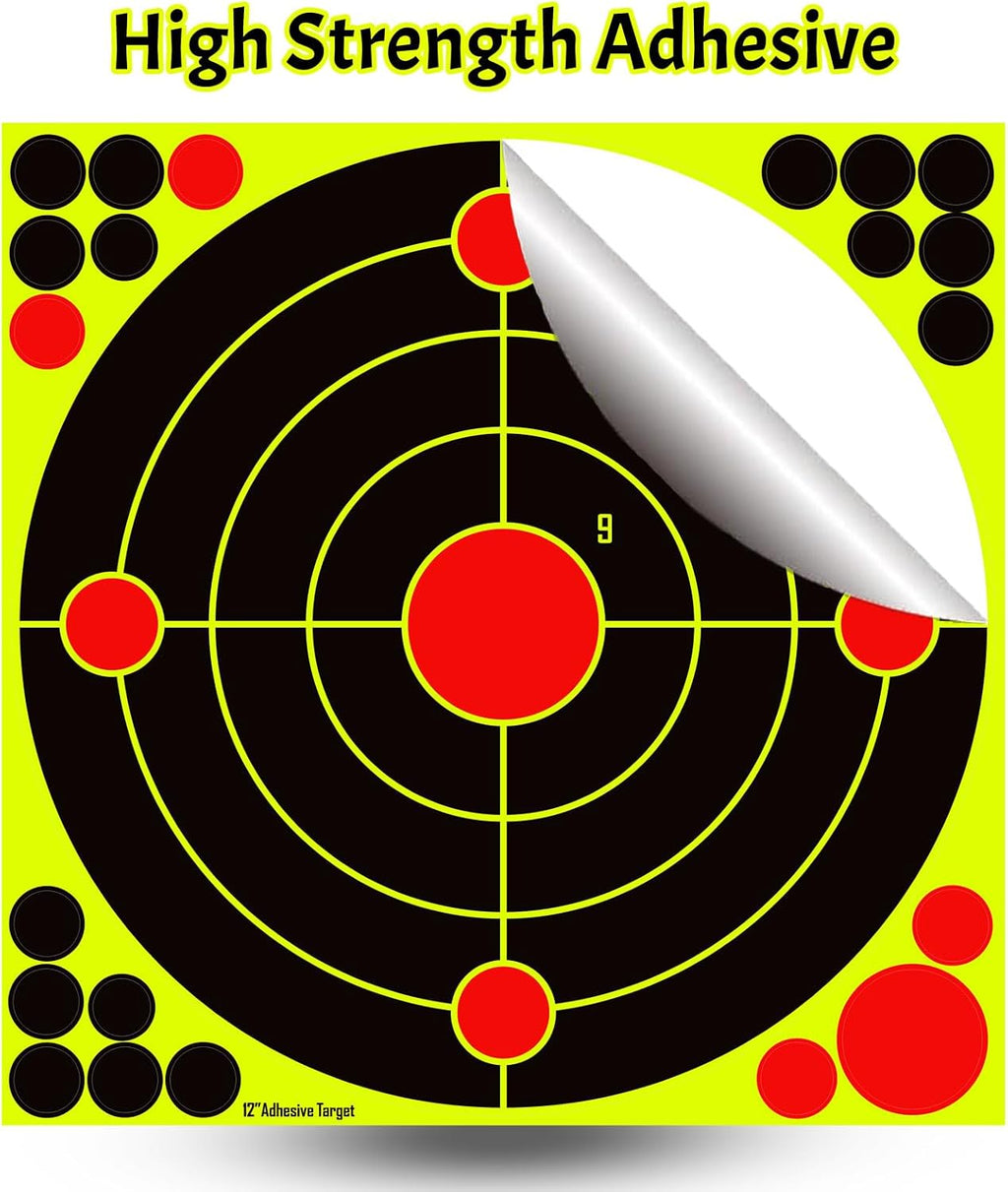 12x12 inch splatter adhesive targets, reactive shooting stickers shown in use