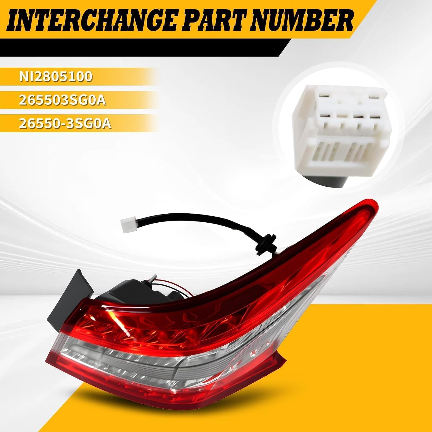 Right Outer Tail Light Assembly Compatible with Sentra 2013-2015 | W/Bulbs Passenger Side Rear Tail Lamp Taillight NI2805100 265503SG0A 26550-3SG0A