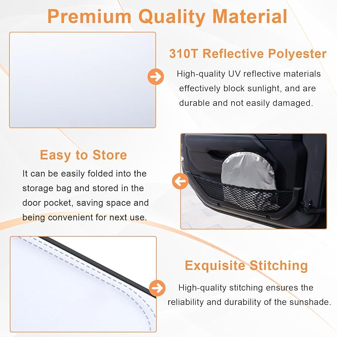 Windshield Sun Shade for Jeep Wrangler JK 2007-2018, Foldable Heat Shield - Image 6
